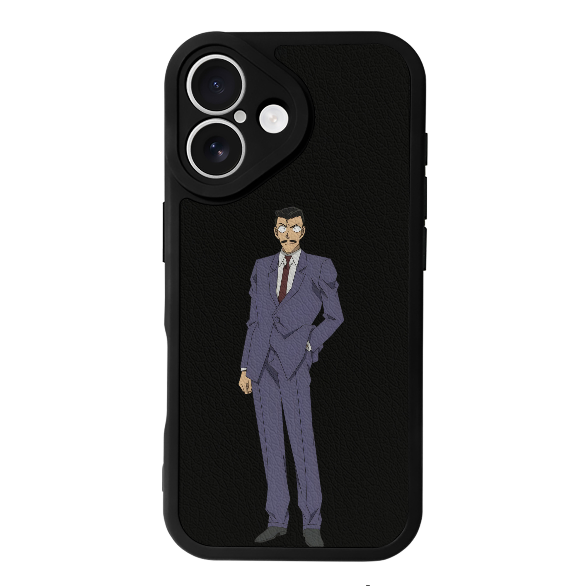 （画像用） 名探偵コナン 毛利 小五郎 もうり こごろう Detective Conan 【iPhone 16シリーズ対応】シリコンスマホケース（レザー調） 材質：シリコン
